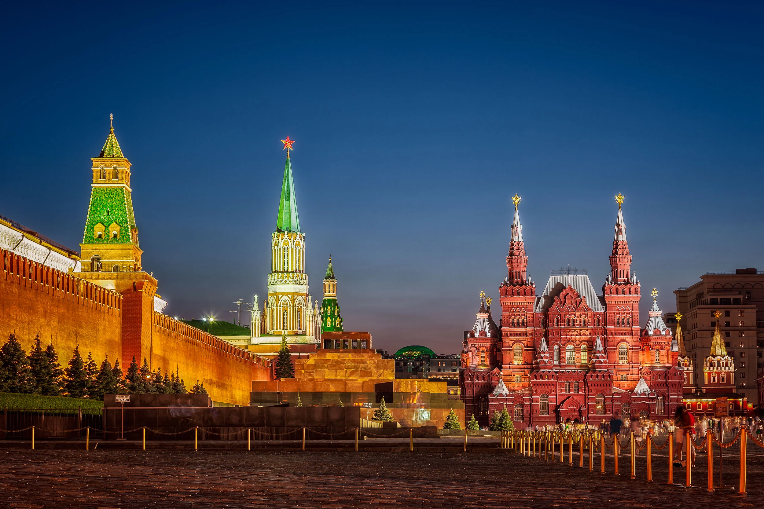 Night photos in Red Square , Moscow on a warm summer's evening.