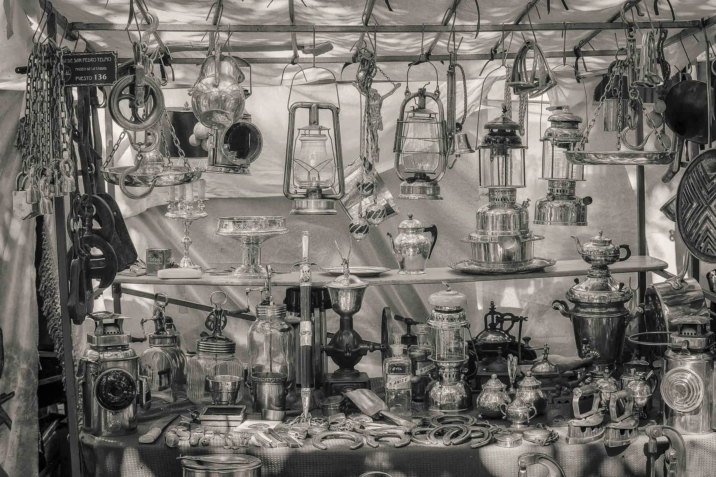 Trinkets in an outdoor market in the San Telmo neighborhood of Buenos Aires, Argentina .