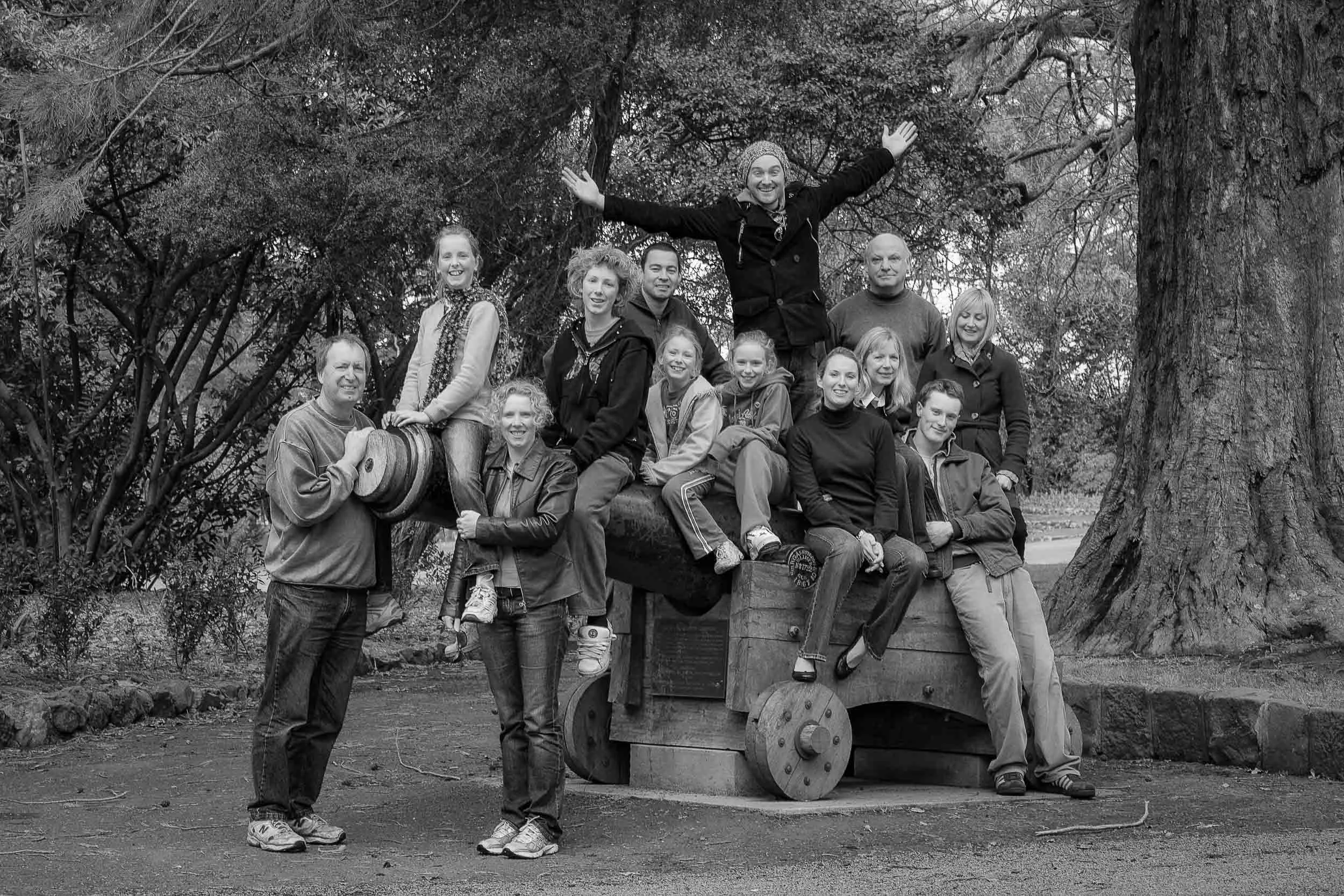 Some members of the Guy extended family at the Botanic Gardens in Hamilton, Australia .