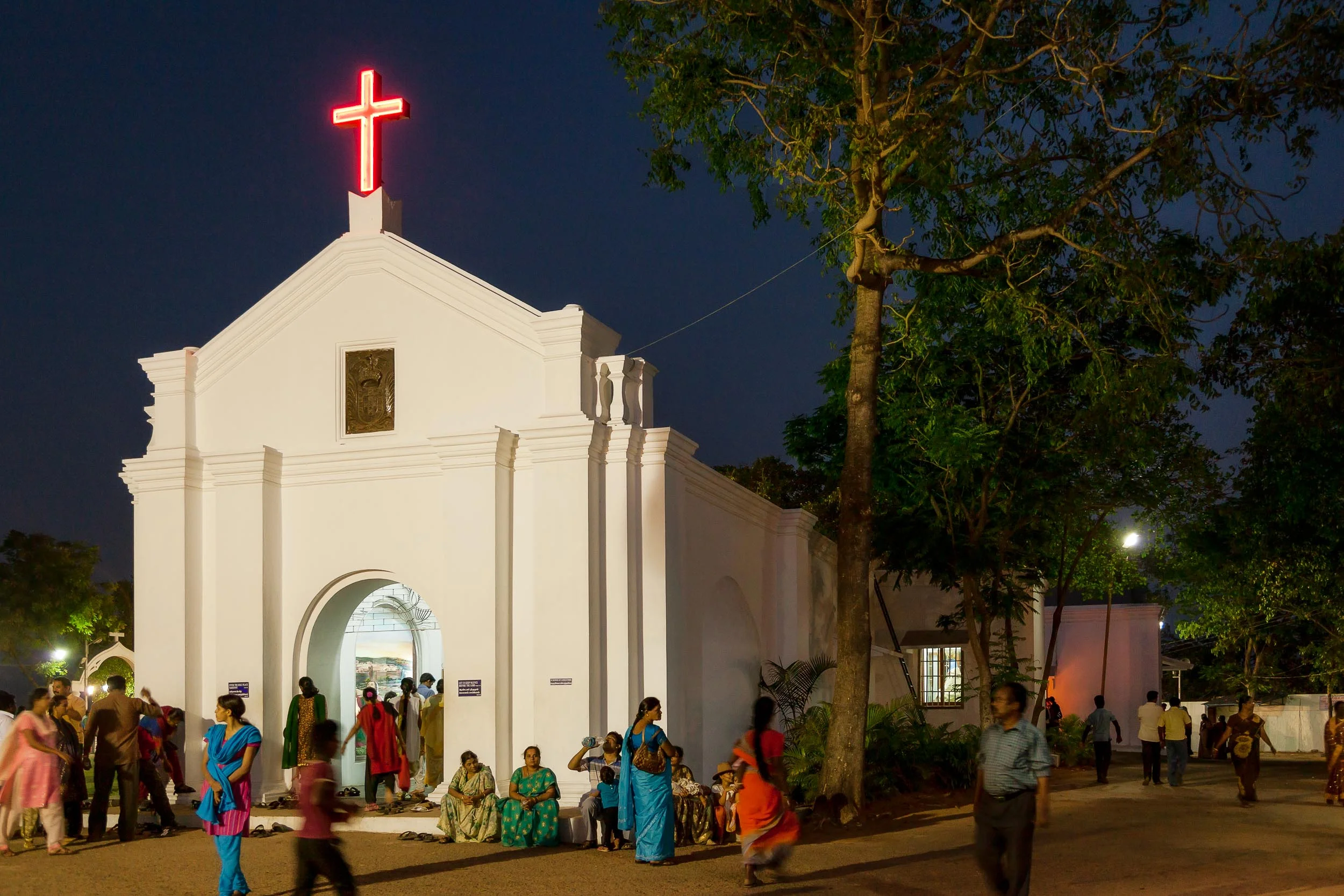 Days end, after an evening service at St. Thomas Mount National Shrine in Chennai, India .