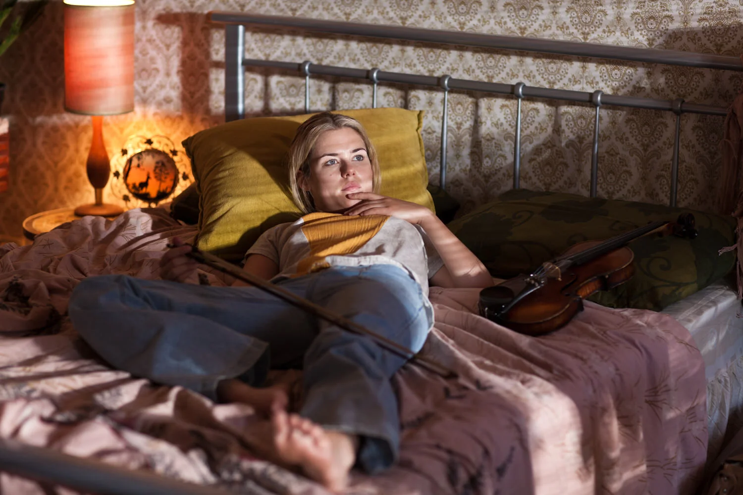 Actor Rachael Taylor , photoraphed by window light, on the set of the Australian motion picture film Summer Coda in Mildura, Australia.