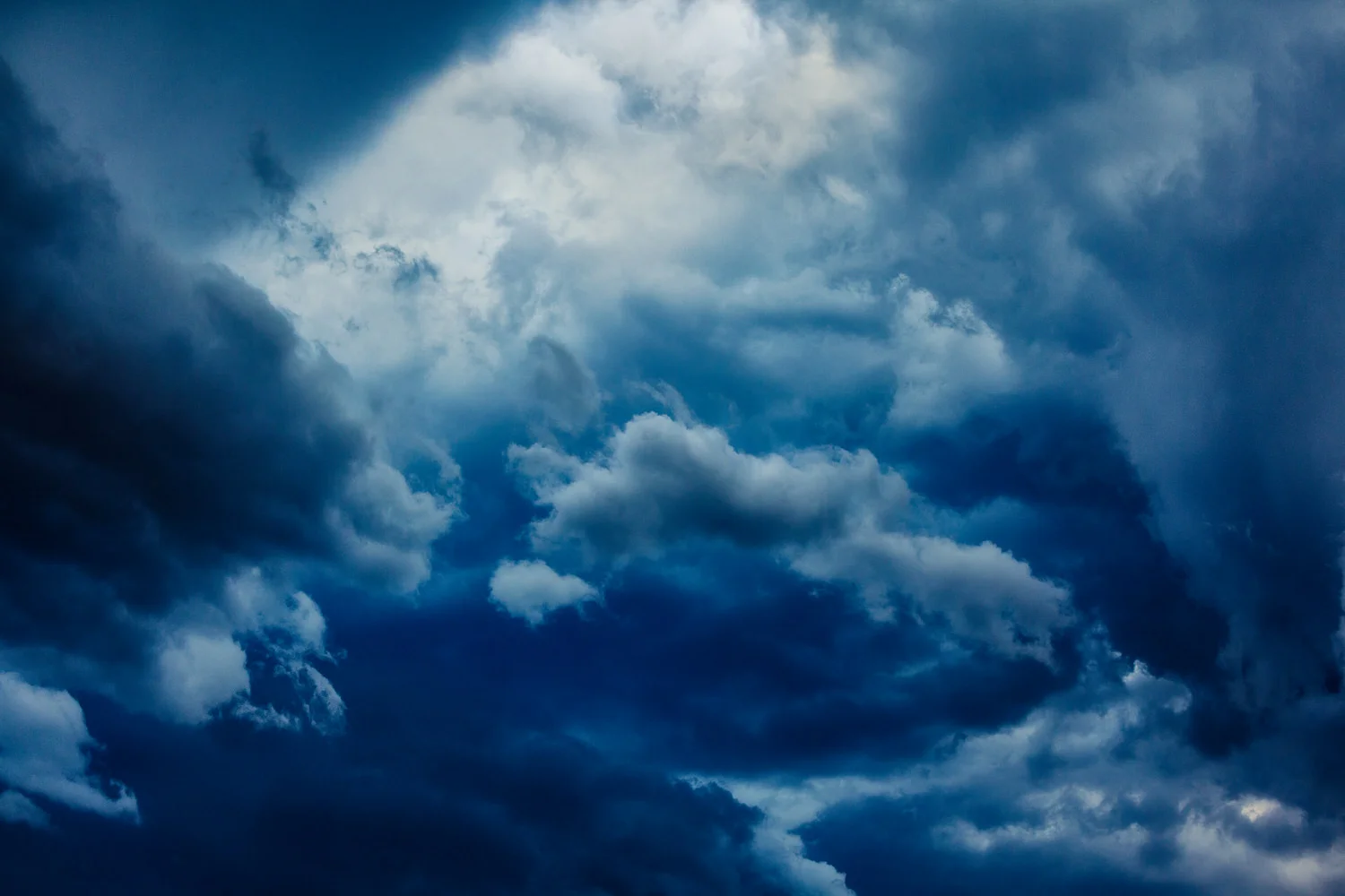 The cold, blue light of an approaching weather front on a stormy day near Mildura in Victoria, Australia.