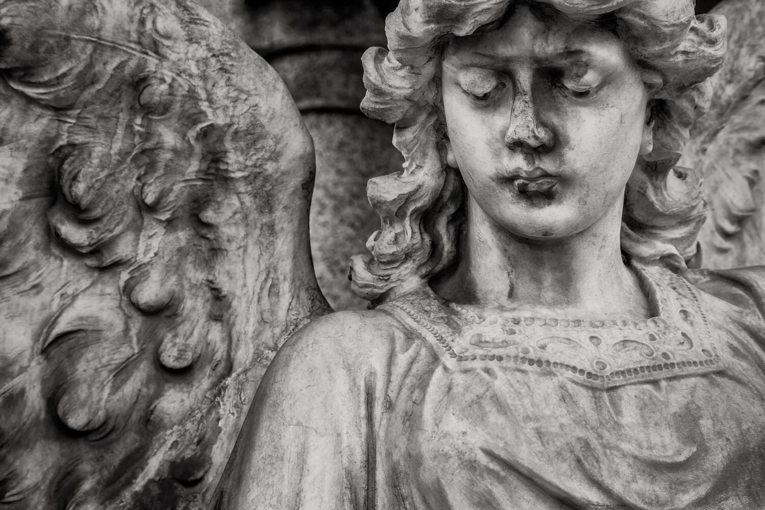 Serene expression on this angel statue at Melbourne General Cemetery.