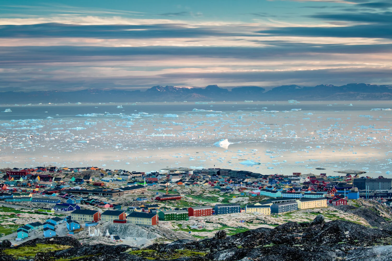 Artistic photos like this view over Ilulissat, Greenland are fun to make.