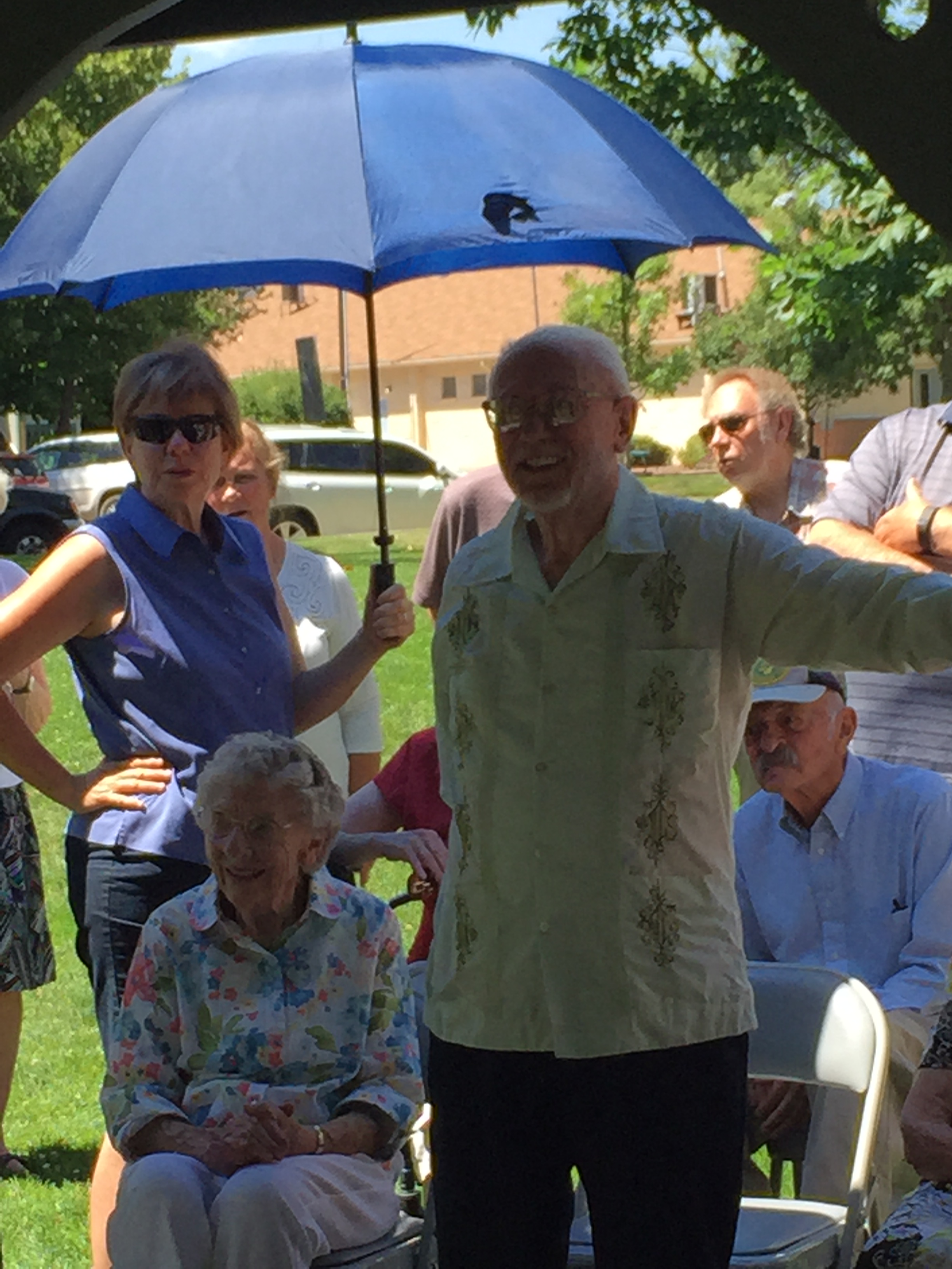  Margareth's husband, Dr. Gil Merrill (standing) and her&nbsp;&nbsp;dear friend and PLF "teammate" Ethel Ashley (seated) 