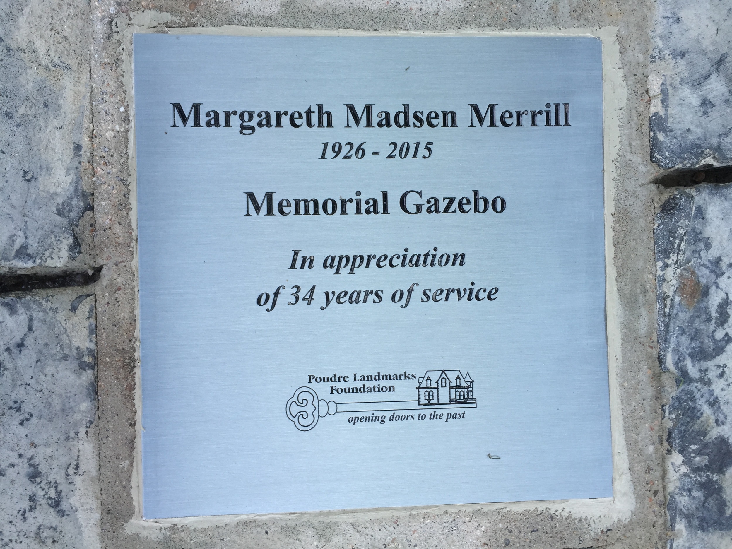  This dedication plaque is in the center of the restored gazebo's floor 