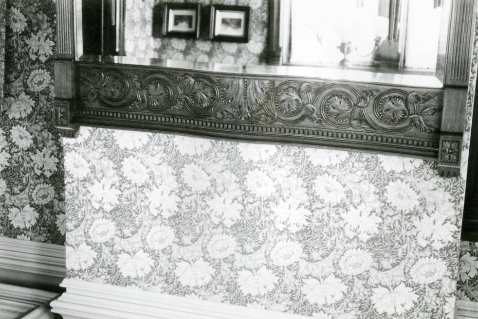  Circa 1980. This photo shows the wall above the mirror which is above the fireplace in one of the Avery house rooms. 