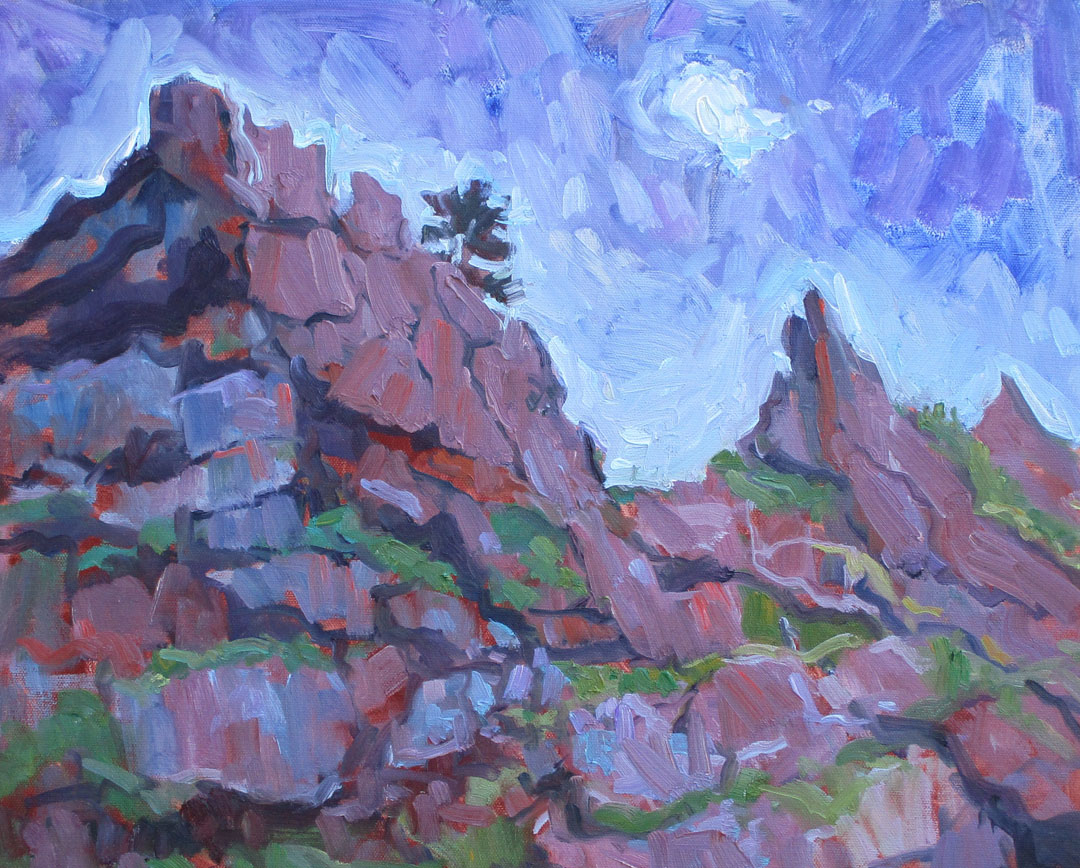 Gabel, Tip of Top, Oil plein air, 5-11-18, 16x20, 800. Picnic Rock.jpg