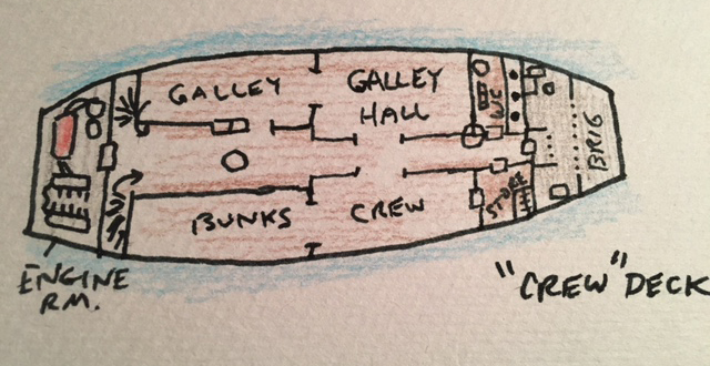 Fig. 3303 The bottom deck of the Devil's Due showing the galley where Martin attempts to stir up a cure for Kera Wade.
