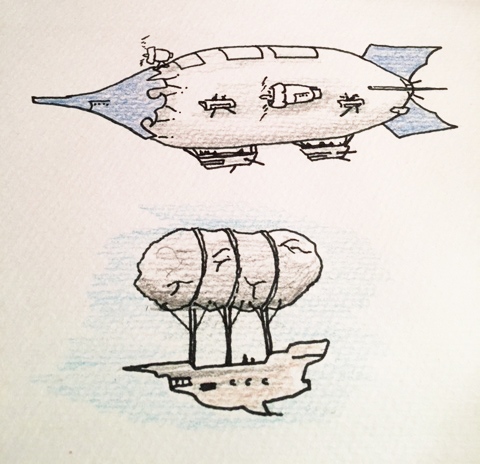 Fig. 3304 Size comparison of an "Imperial Battle Lance" above the Devil's Due . The Battle Lance in this episode is called the Swordfish , and she had a vicious grinning "Flying Tiger" face painted on her metal nose cone.