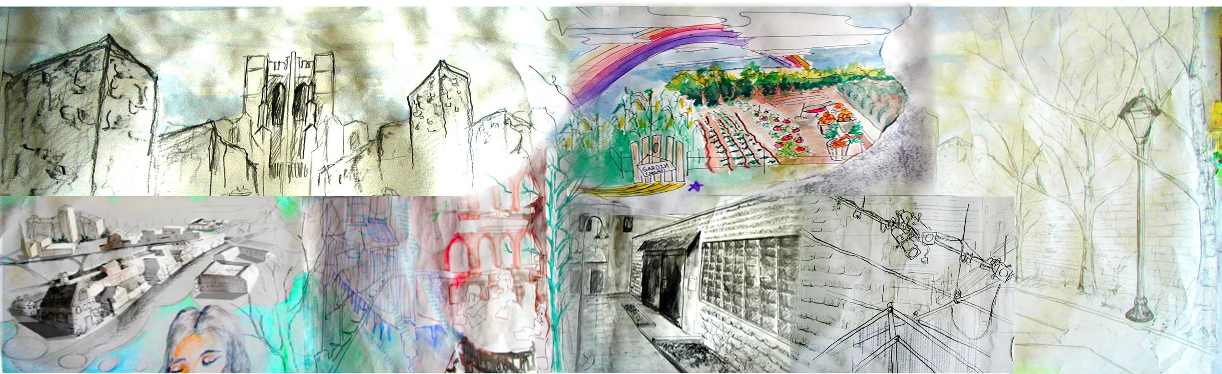 Image: Charcoal, Pen and Ink mixed media map. From&nbsp;New Haven and the Urban&nbsp;Dérive,&nbsp;Yale '07.