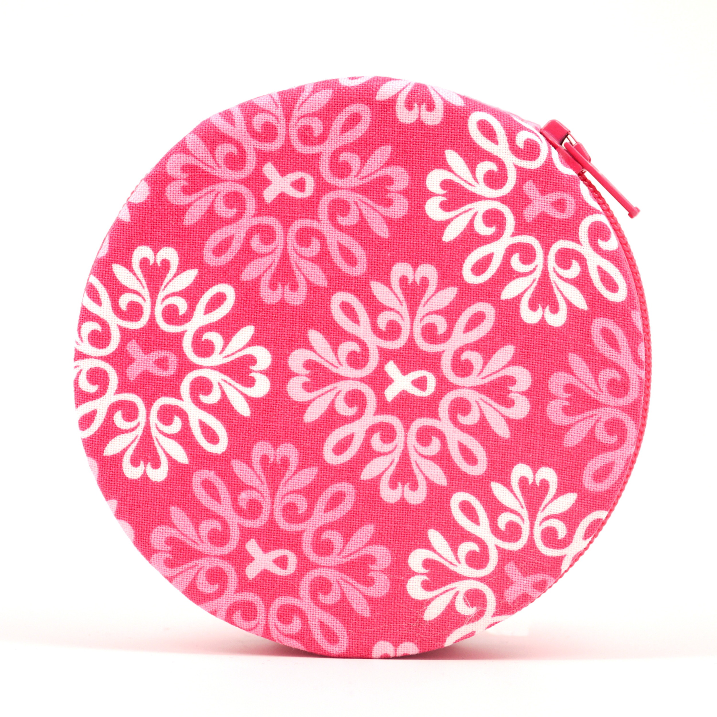Pink Ribbon Round Fabric Pill Case