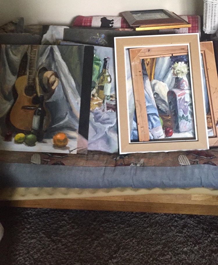 We had no idea what we would find when we got back in the house. I made a beeline for where I had stashed my paintings. They were DRY! By five inches!!! I didnt care about anything else at that point.