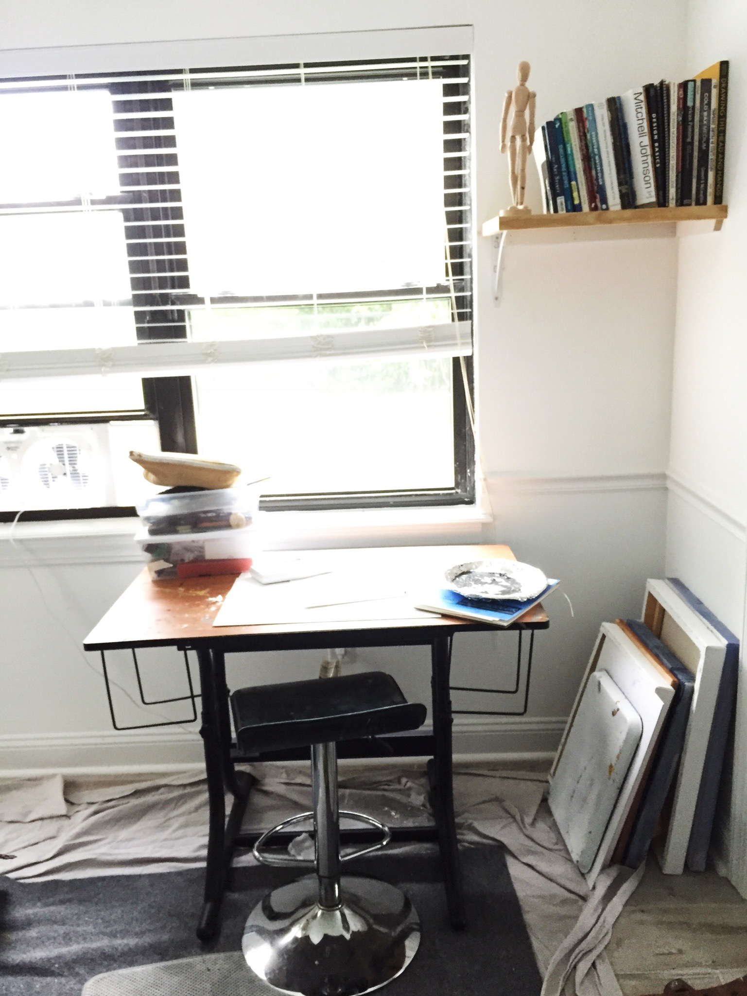 Strategically placed in front of the window for that killer natural light on my trusty drafting table.