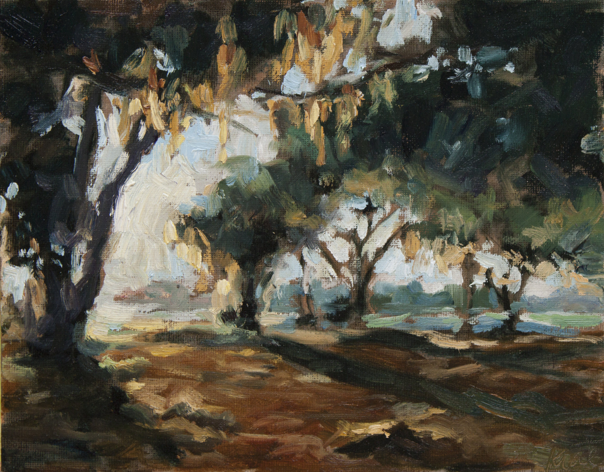 Golden Oaks, 8”x10” oil on canvas, Private Collection