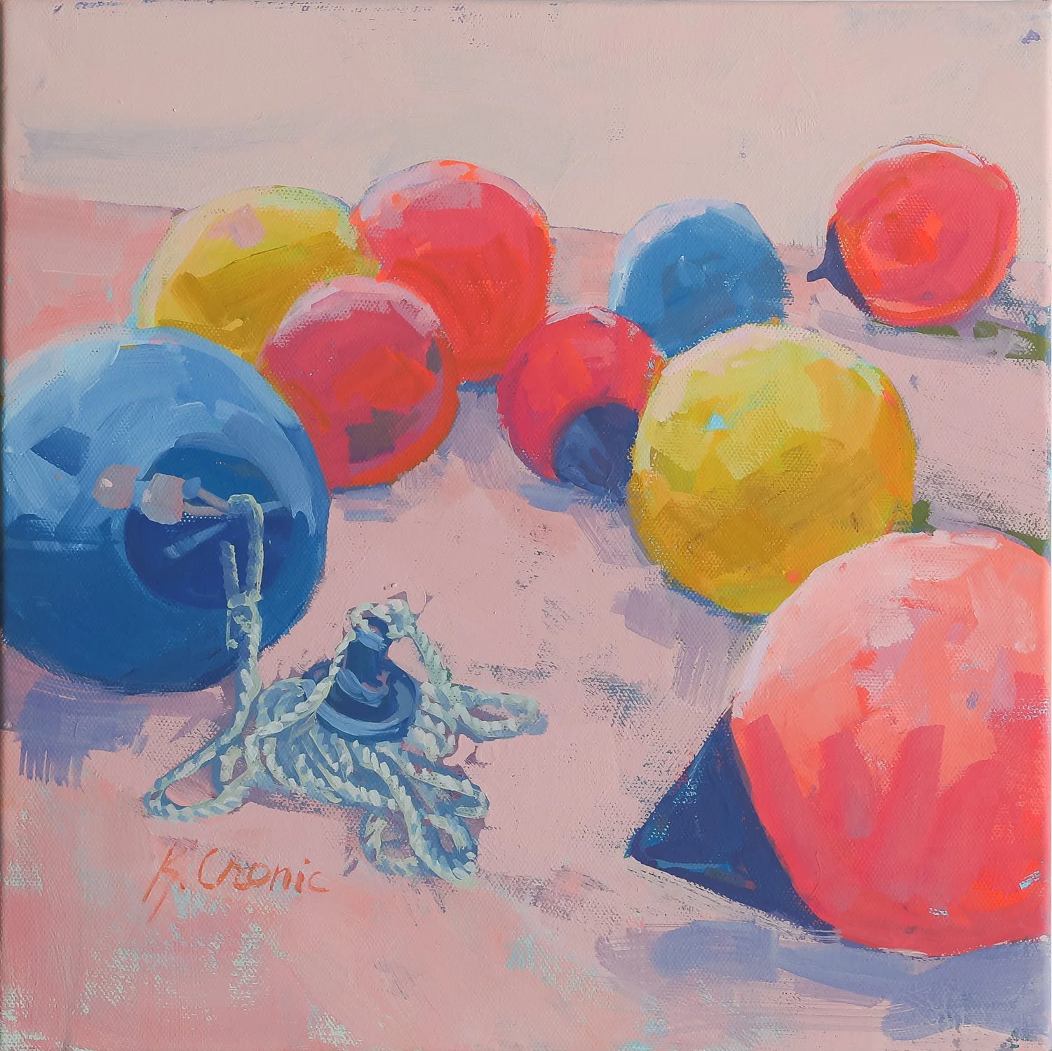 Beer Can Races, 12"x12" gouache on canvas
