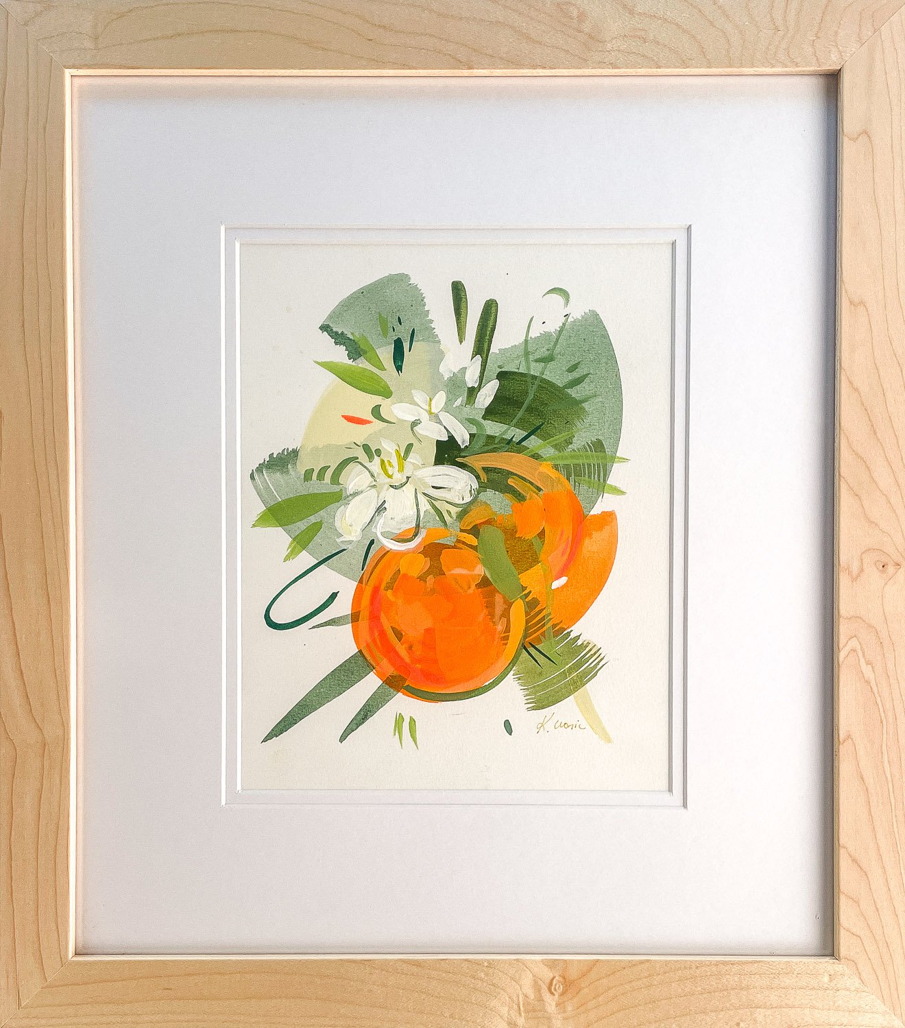 Orange Blossoms 1_gouache on paper_8_x10_framedto15_x17__Kristin Cronic_$350-17.jpg