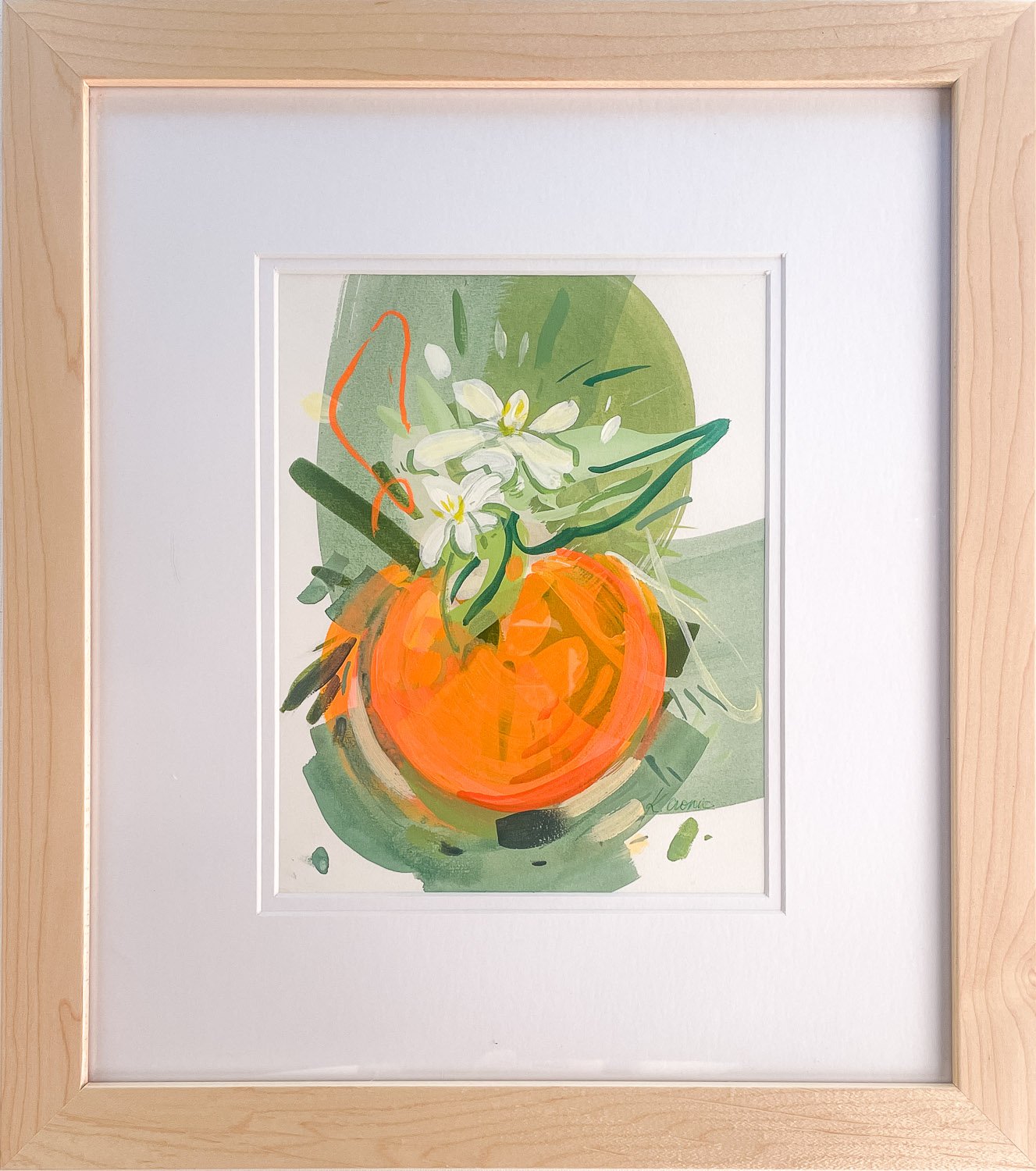 Orange Blossoms 2_gouache on paper_8_x10_framedto15_x17__Kristin Cronic_$350-20.jpg