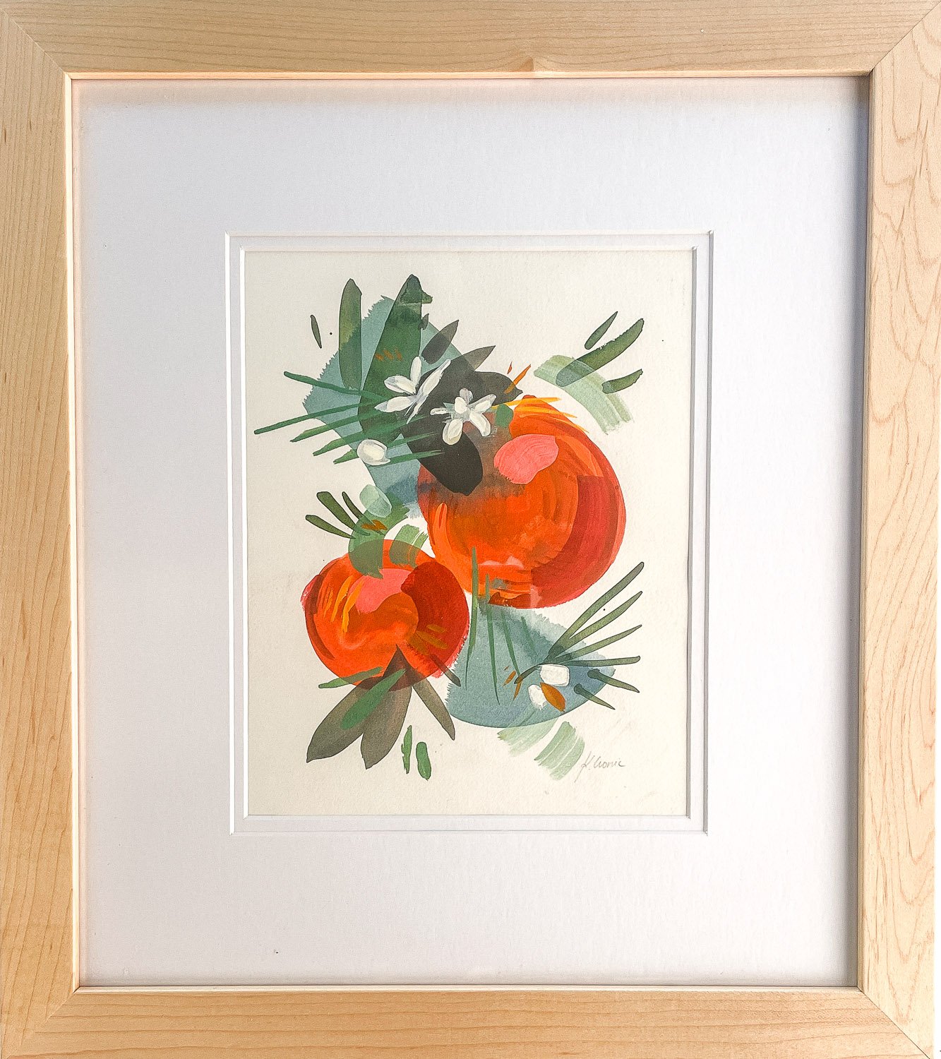 Pair of Oranges_gouache on paper_8_x10_framedto15_x17__Kristin Cronic_$350-19.jpg