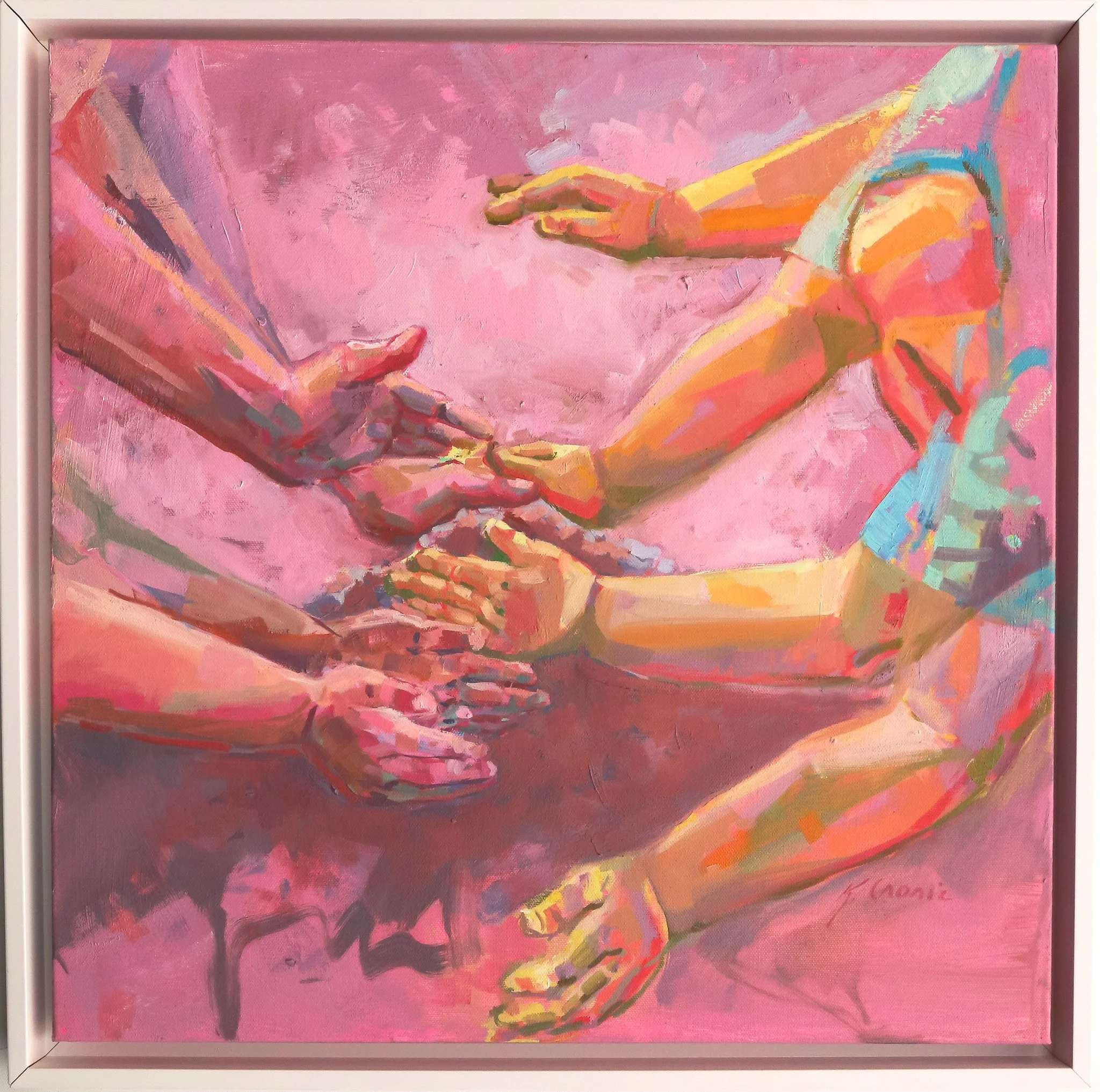 Sandcastles, 20%22x20%22, oil on canvas framed, Kristin Cronic, $900.jpg