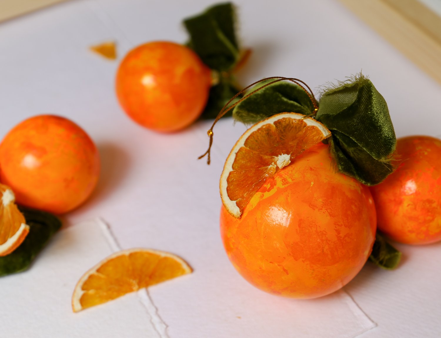 Orange  | Citrus and Moss Painted Ornament