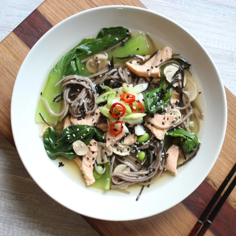 Green Tea, Salmon and Miso Soup