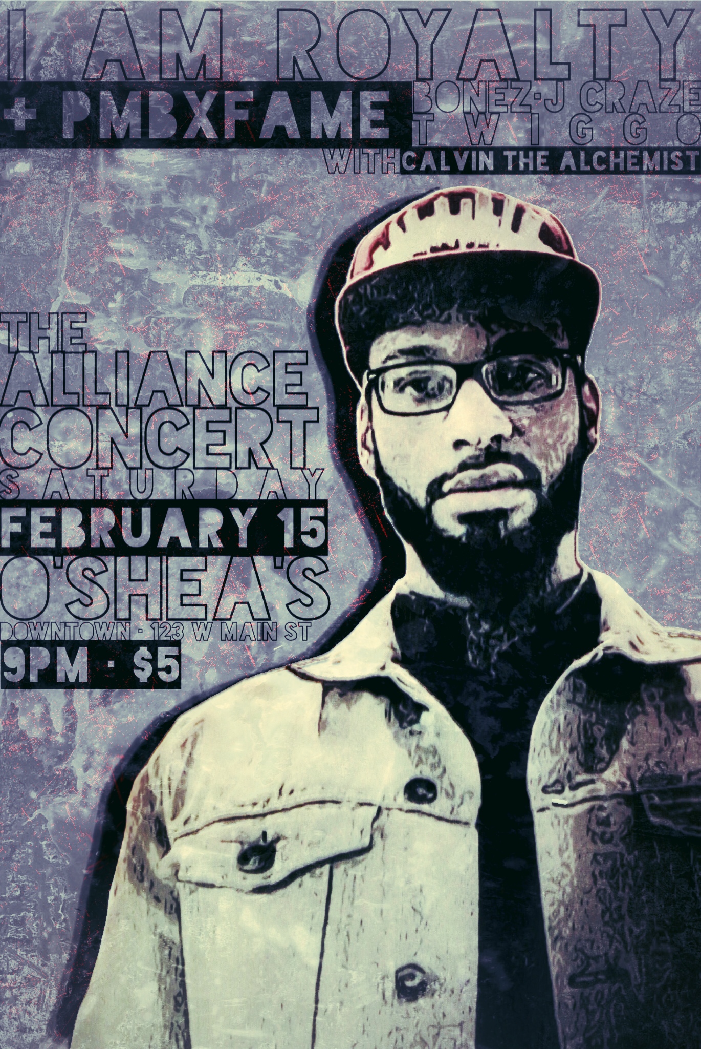 Come out and show your support at Bonez' next live performance: The Alliance Concert at O'Shea's Downtown in Louisville. Special performances will include the PMBxFAME family (Bonez, Twiggo, J Craze and Calvin the Alchemist). Show starts at 9:00 PM with a $5 cover at the door. 123 W Main Street, third floor. See you there!