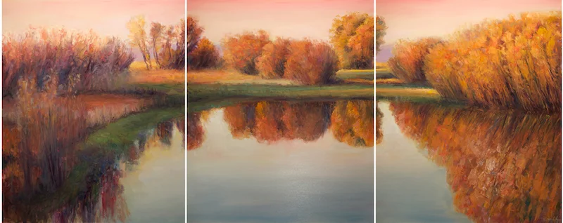 Anthem of the Bosque, oil on canvas, 48x120 triptych,2014