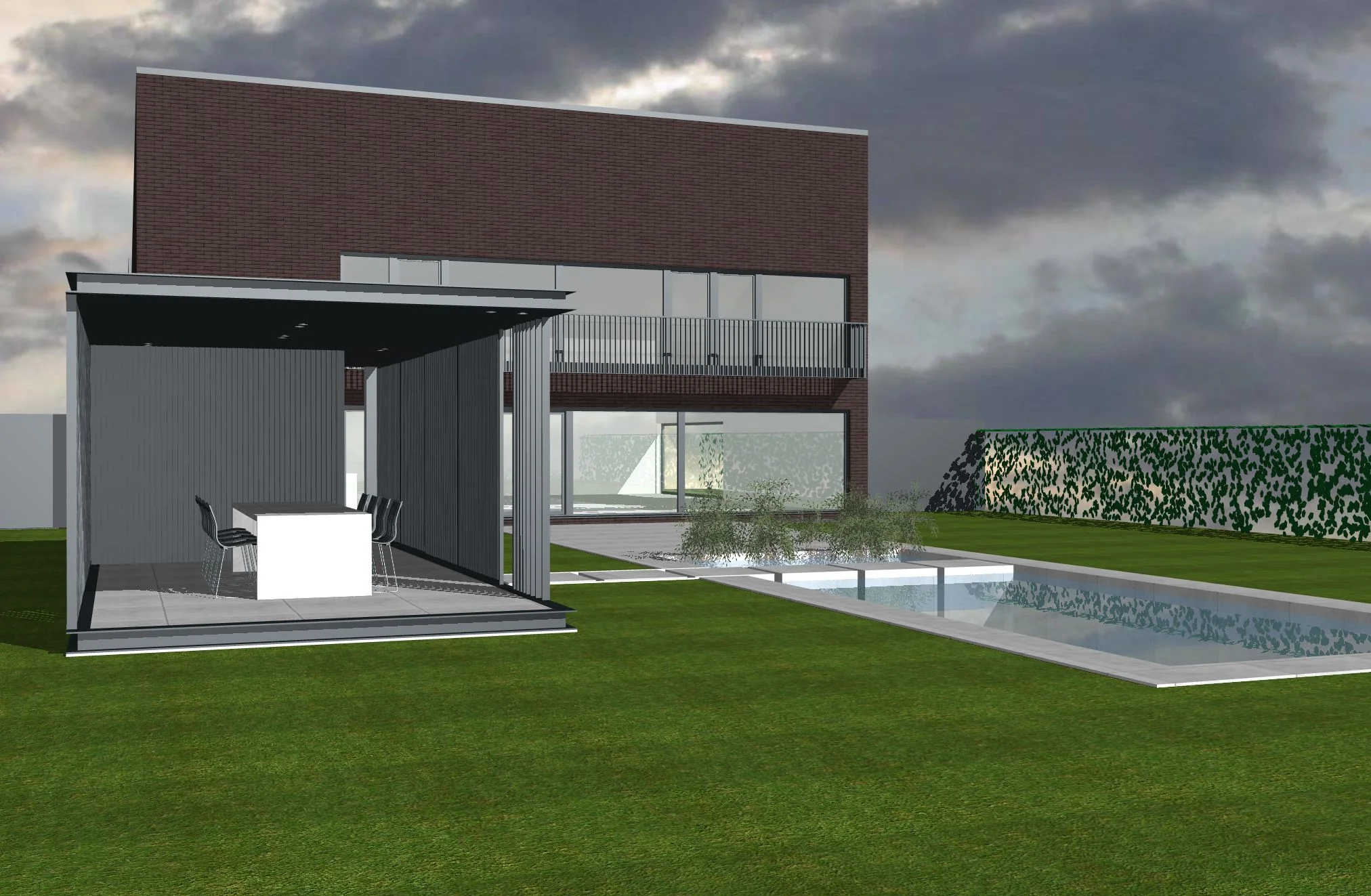 Poolhouse bij open ééngezinswoning