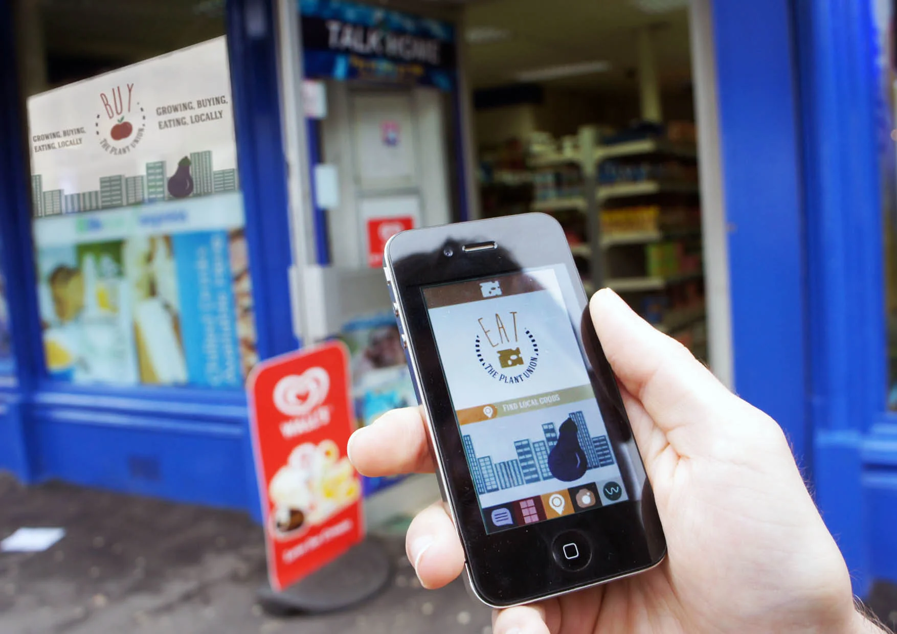 Using mobile application to find "The Plant Union" in your local corner shop and seeing what is available. 