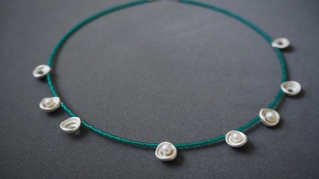 I&rsquo;ve been planning this one for a bit. Cast sterling silver with pearls and turquoise miyuki beads.