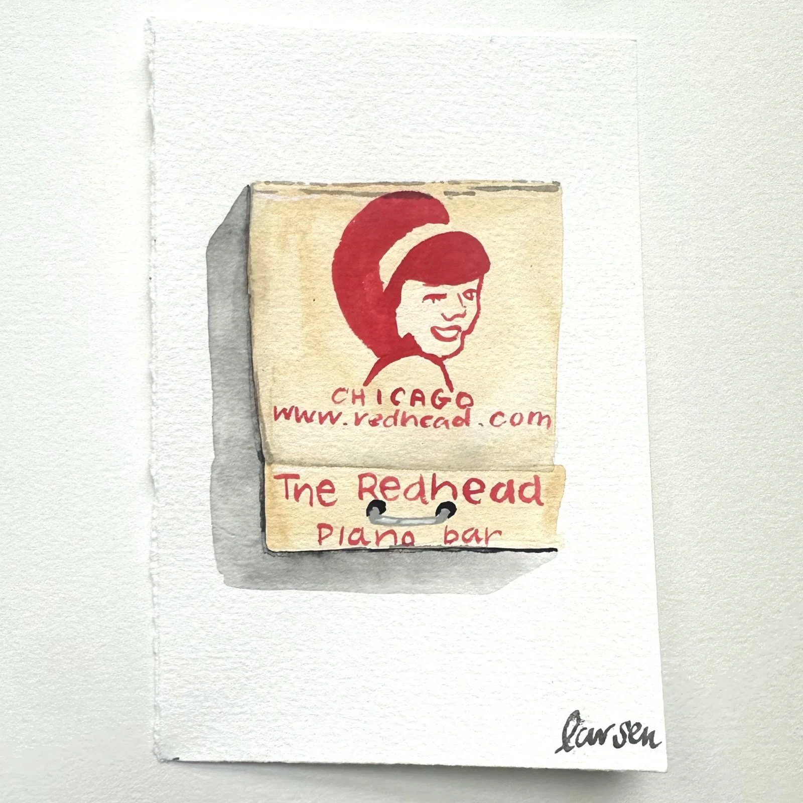The Red Head Matchbook Painting