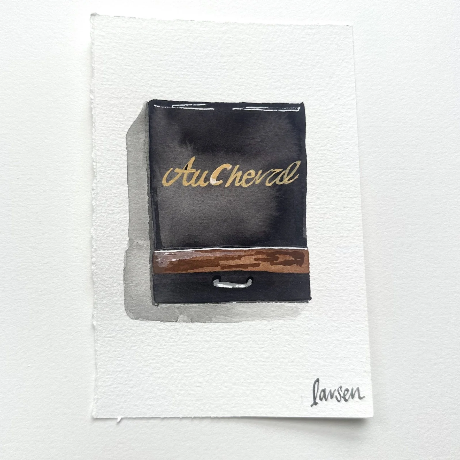 Au Cheval Matchbook Painting