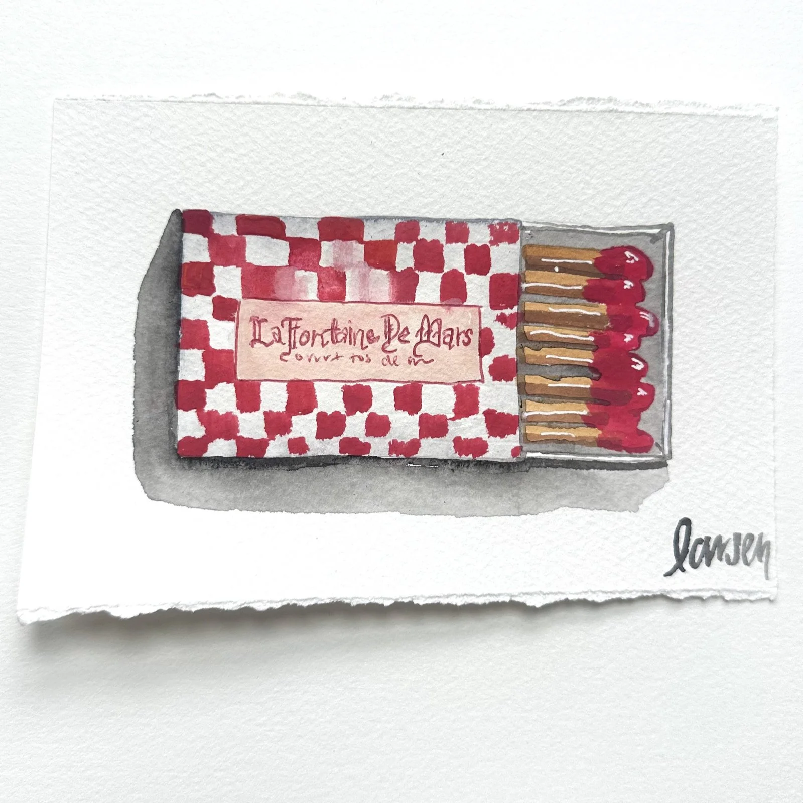 La Fontaine De Mars Matchbook Painting