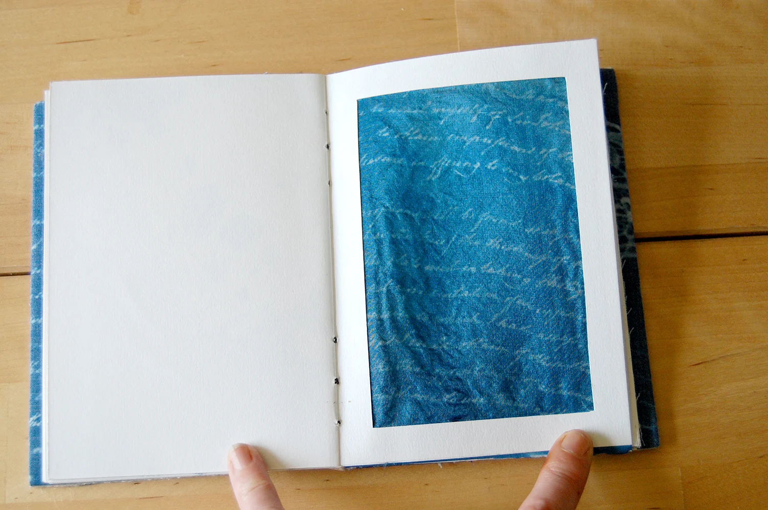 cyanotype text on silk.