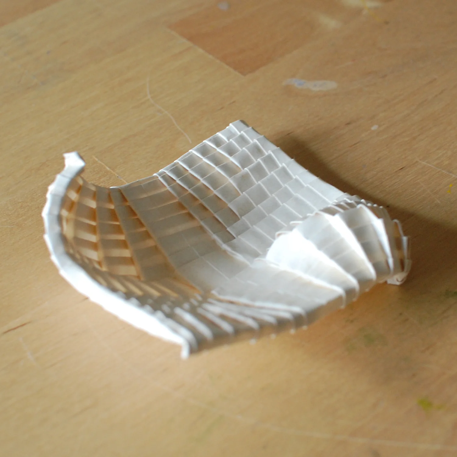 pleats are folded from opposite sides of the paper.