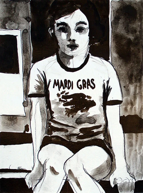 Mardi Gras, Mixed media on Paper, 11 x 8"