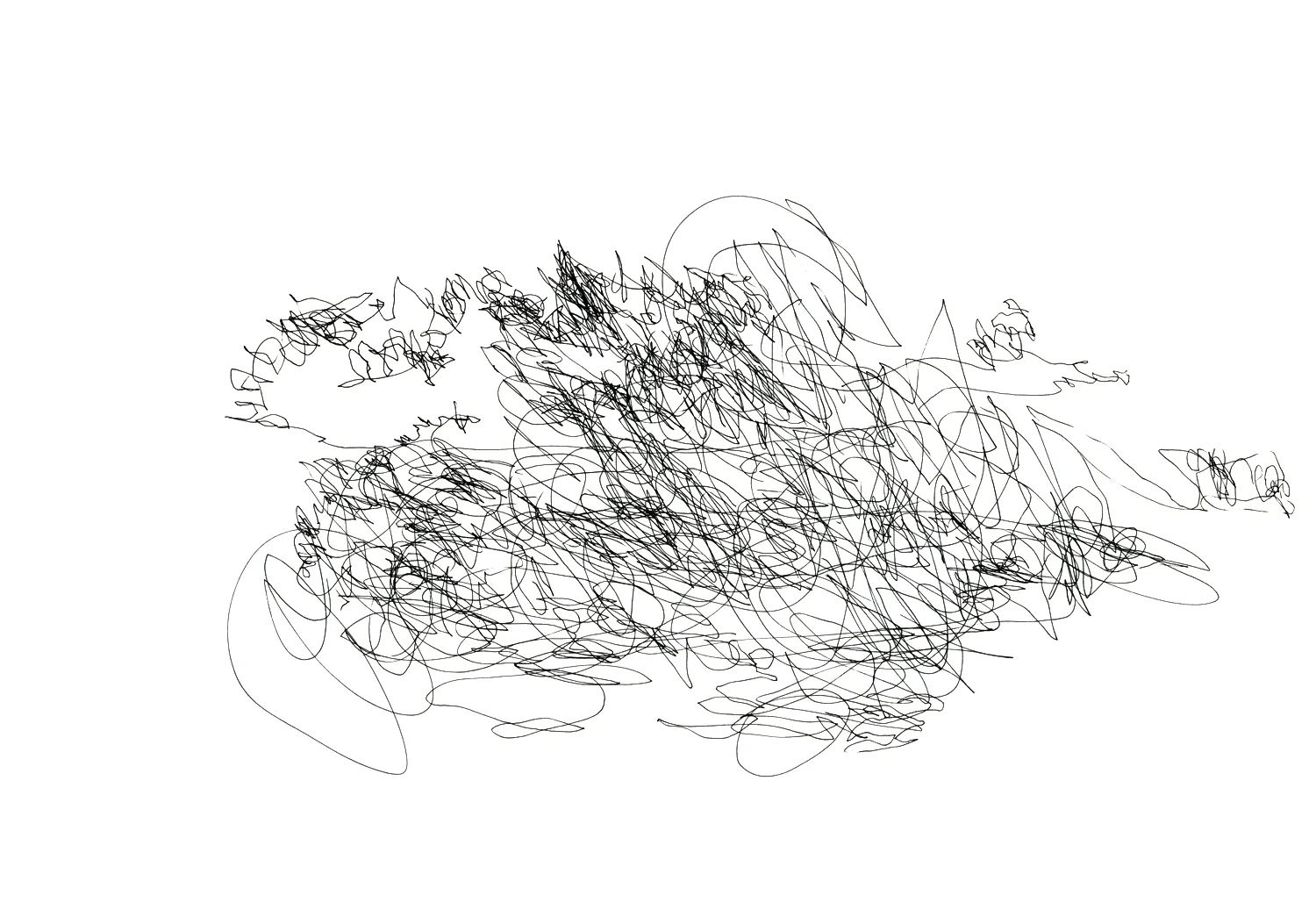   The A Train from 59th St to 125th St, my favorite section of the New York City subway,  2010, Ink on paper, 11" x 14" 