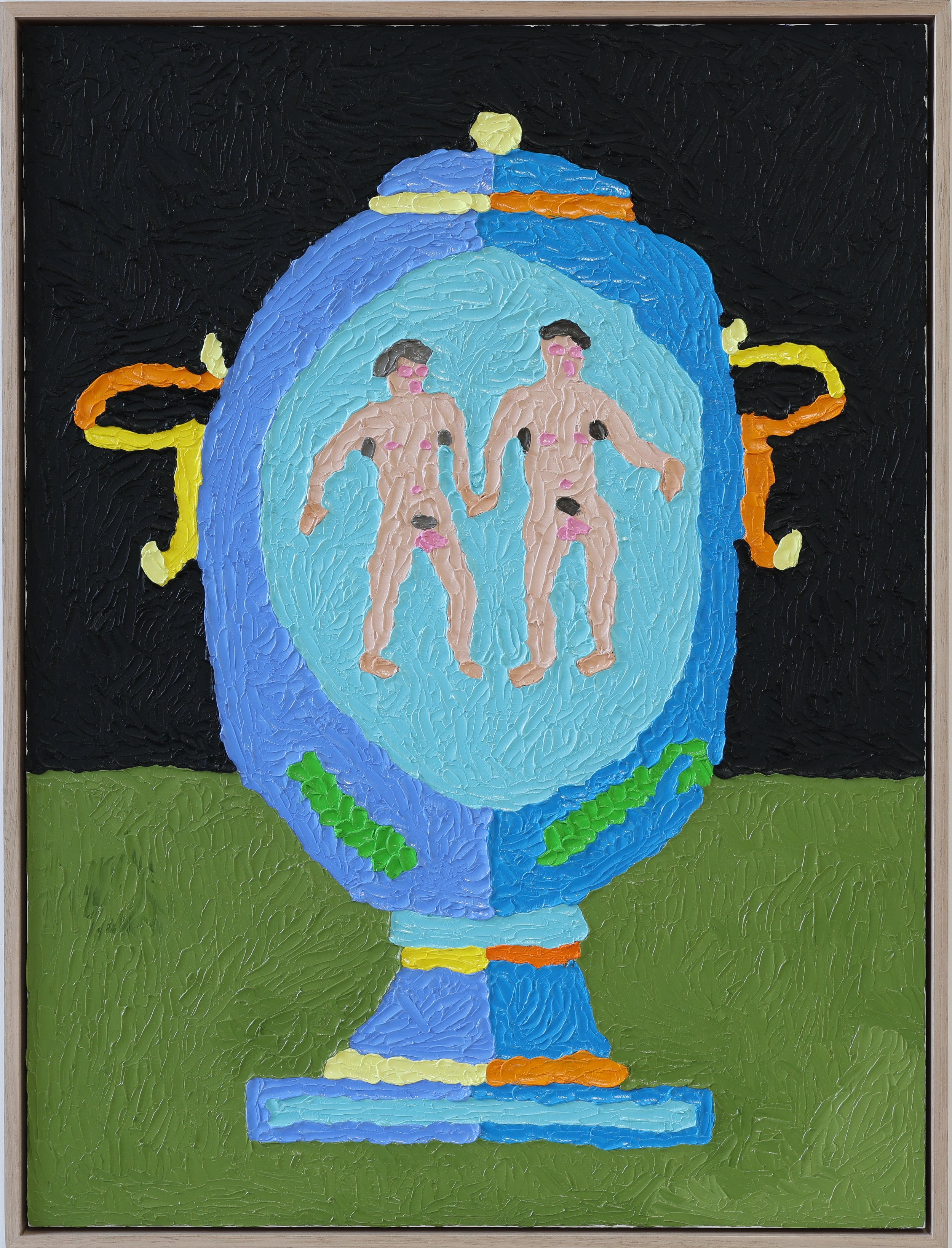 decorative vase with soldiers