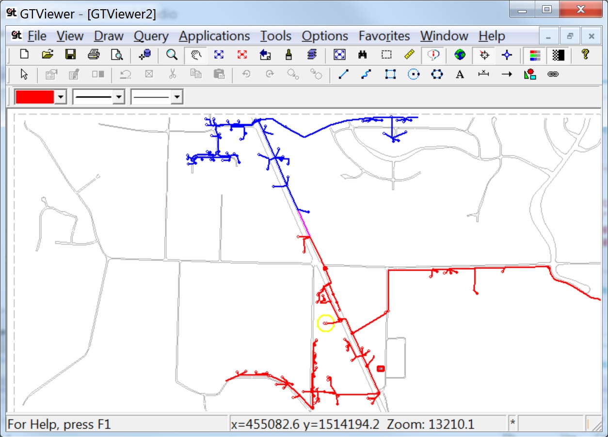 GTViewer for Windows showing an Upstream/Downstream Trace.