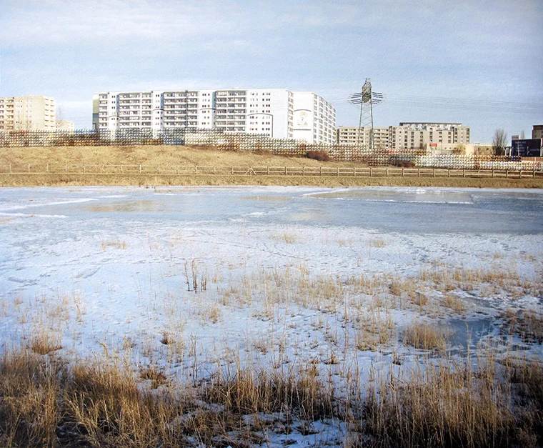 Former Wall Area Between Rudow And Altglienicke, Hand Sewn Archival Ink Jet Print, 2013
