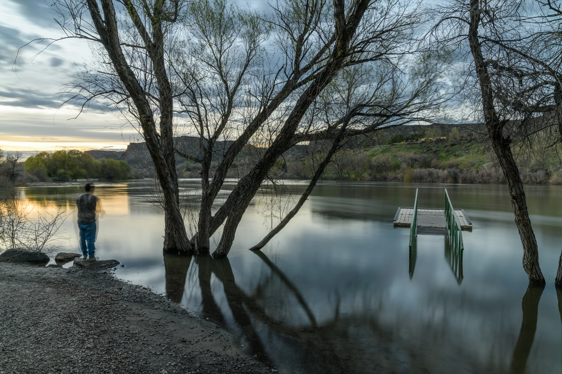 Fisherman at Dusk, Centennial Waterfront Park, Idaho 2019