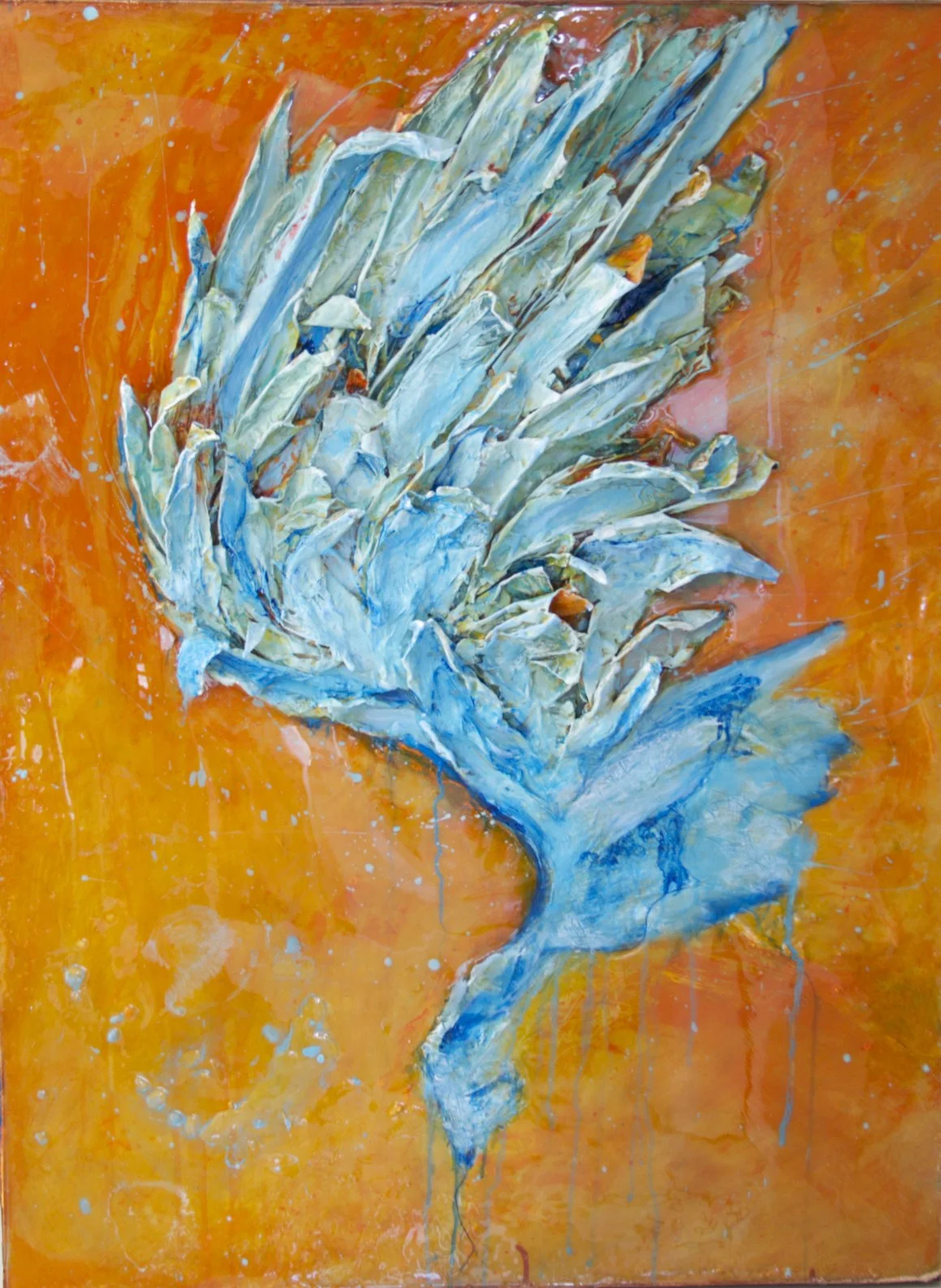 "Wing" 30 x 40 " acrylic, resin & paper on canvas
