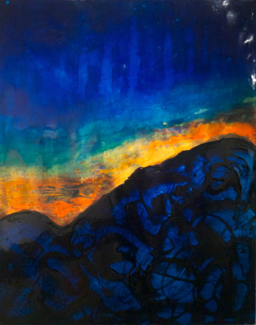 "Volcano Twilight" 48" x 60" acrylic & resin on canvas