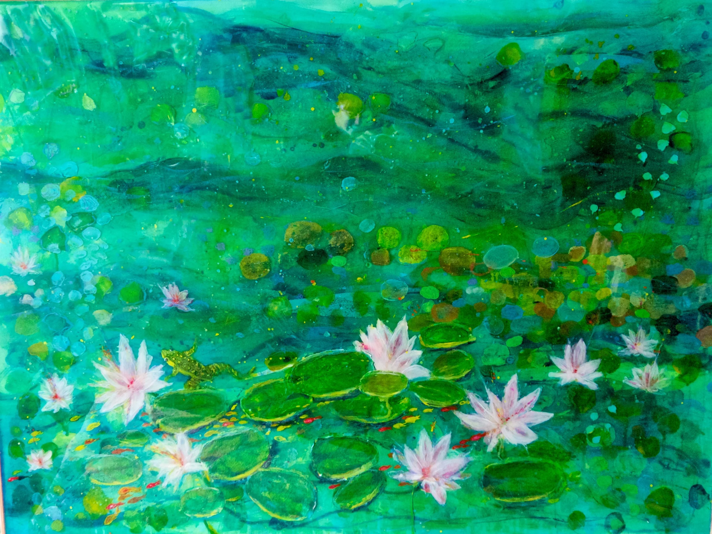 "Frog Pond 2" 36" x 40" acrylic & resin on canvas - SOLD