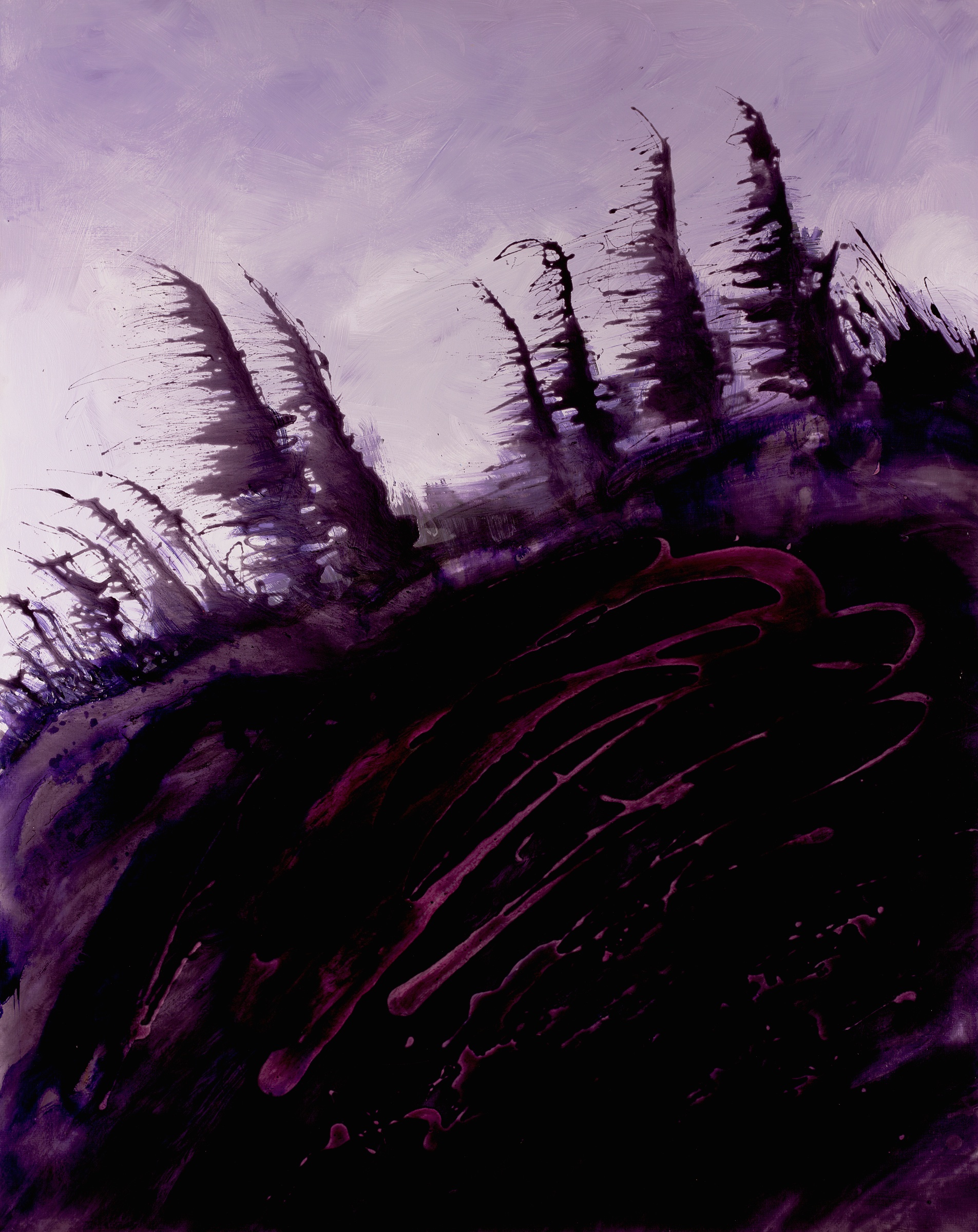 "through the pines" 36" x 48 acrylic and resin 
