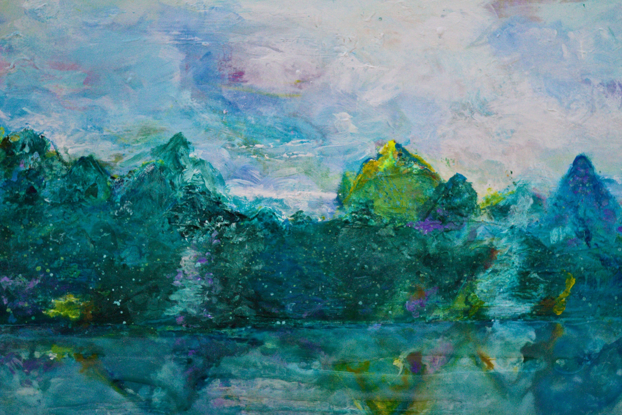 "deep water bay" diptych- 48" x 96" acrylic and resin