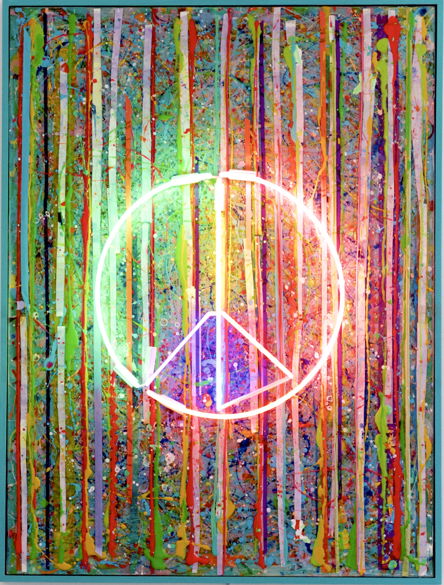 "PACE" 30" x 40" acrylic, resin mixed media and neon