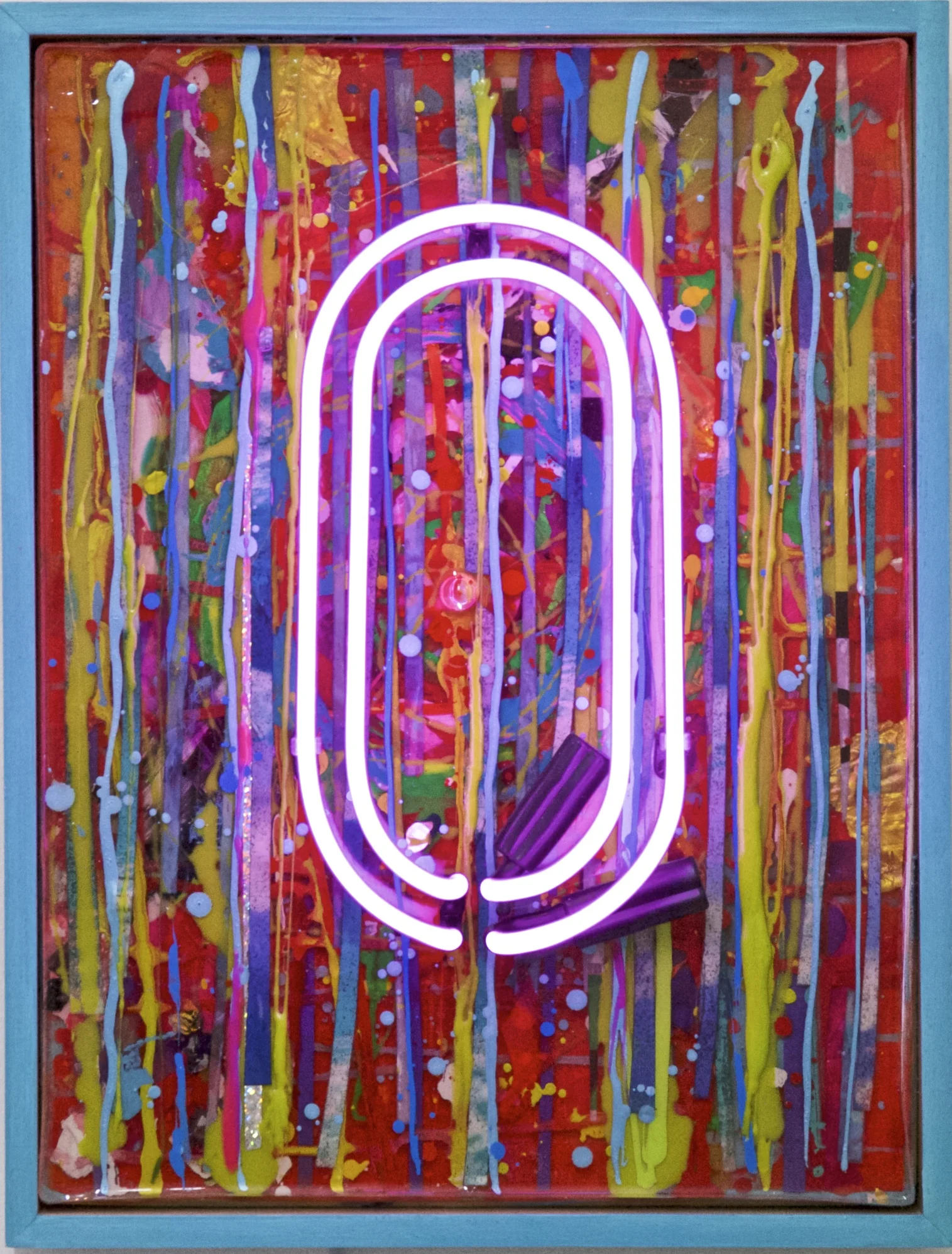 "THE BIG O" 14" x 17" acrylic, resin, neon