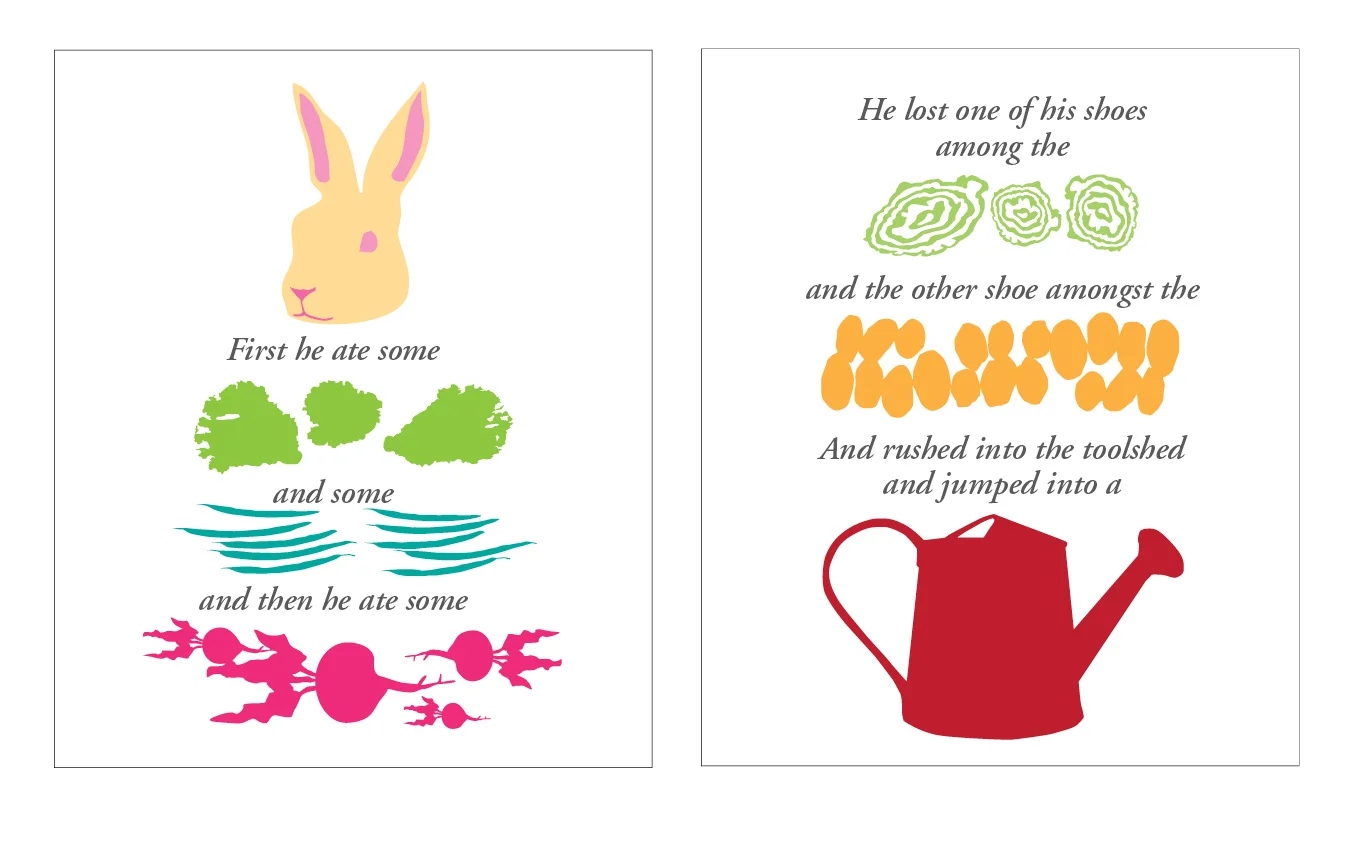  IR 143, 2011 ( Peter Rabbit I & II ) Vinyl on Sintra. Each panel: 36 x 30 inches.